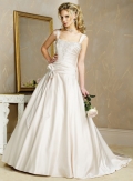 A-line Shoulder Straps Satin Wedding Dresses (SR0038)
