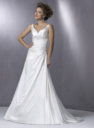 A-line Shouler Straps Sweetheart Satin Wedding Dresses (SR0037)