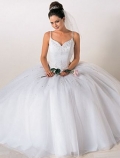 A-line Spaghetti Ballgown Tulle Wedding Dresses (SR0036)