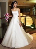 A-line Spaghetti Chapel Train Satin Wedding Dresses (SR0029)