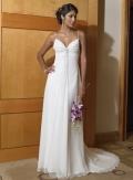 A-line Spaghetti Sweep Train Chiffon Wedding Dresses (SR0018)