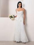 A-line Spaghetti Sweep Train Lace Wedding Dresses (SR0015)