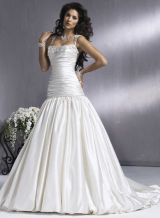 A-line Strapless Cap Sleeve Satin Wedding Dresses (SR0004)