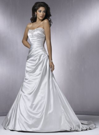 A-line Strapless Satin Wedding Dresses (ST0198)