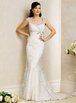 Sheath Sweetheart Satin Lace Wedding Dresses (ST0194)