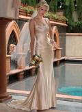 Shoulder Strap Sheath Corset Closure Satin Wedding Dresses (ST0193)