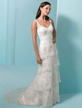 Cap Sleeves Empire Chapel Train Lace Wedding Dresses (ST0151)
