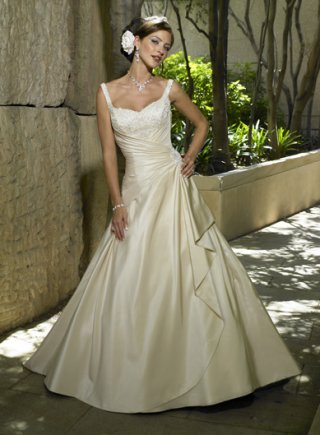 Shoulder Straps A-line Sweetheart Taffeta Wedding Dresses (ST0192)