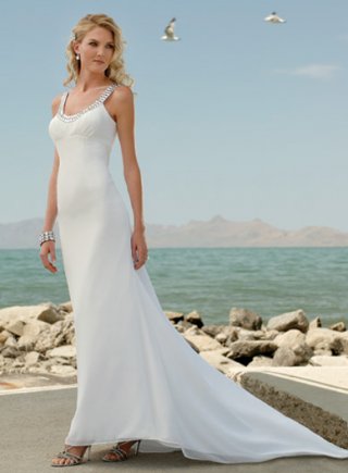 Shoulder Straps Slim line Chiffon Wedding Dresses (ST0191)