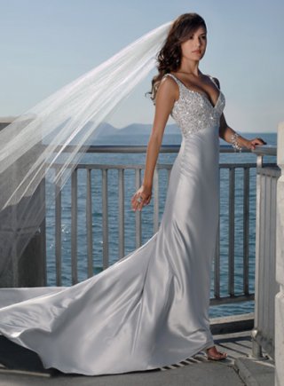 Shoulder Straps Slim line Satin Wedding Dresses (ST0190)