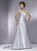 Slim A-line Cap Sleeve Sweetheart Satin Wedding Dresses (ST0186)