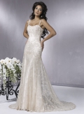 Slim line Cap Sleeve Satin Lace Wedding Dresses (ST0177)