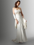 Slim line Spaghetti Chapel Train Wedding Dress (SR0075)