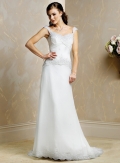 Slim A-line Cap Sleeve Sweetheart Satin Wedding Dresses (ST0185)