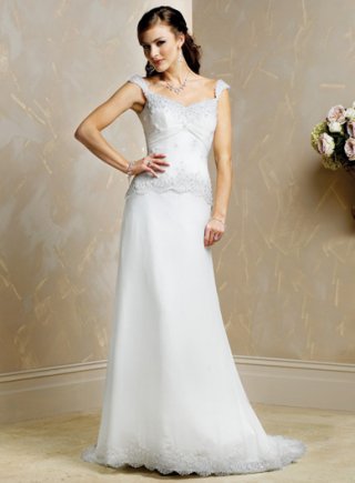 Slim A-line Cap Sleeve Sweetheart Satin Wedding Dresses (ST0185)