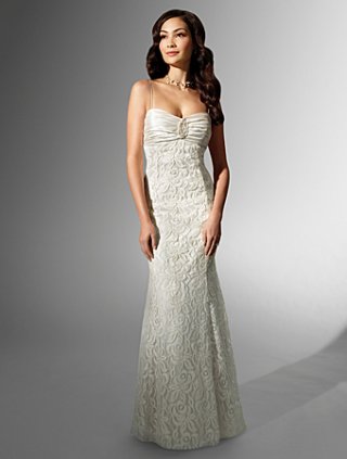 Slim line Spaghetti Floor Length Wedding Dress (SR0083)