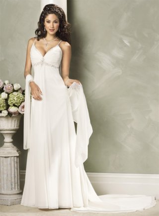 Slim line Spaghetti Sweetheart Chiffon Wedding Dresses (ST0171)