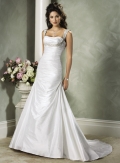 Slim A-line Shoulder Straps Satin Wedding Dresses (ST0182)