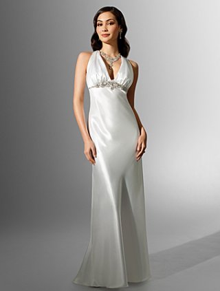 Slim line Deep-V Sweep Train Wedding Dress (SR0080)