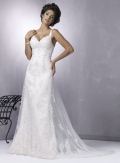 Slim line Plunging Neckline Satin Lace Wedding Dresses (ST0173)