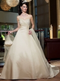 Spaghetti A-line Chapel Train Satin Wedding Dresses (ST0161)