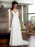 Slim-line Spaghetti Sweep Train Chiffon Wedding Dresses (ST0167)