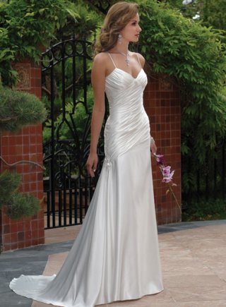 Spaghetti Straps Empire Chiffon Wedding Dresses (ST0157)