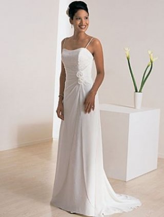 Slim-line Spaghetti Sweep Train Tulle Wedding Dresses (ST0164)