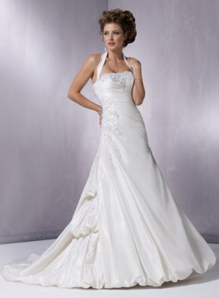 A-line Halter Taffeta Wedding Dresses (ST0104)