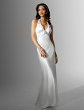 Slim line Deep-V Sweep Train Wedding Dress (ST0134)