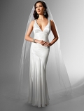 Slim line Deep-V Sweep Train Wedding Dress (ST0136)