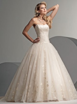 A-line Strapless Ballgown Tulle Wedding Dresses(MZ0503) (ST0087)