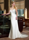 A-line Spaghetti Sweep Train Satin Wedding Dresses(MZ0041) (ST0096)