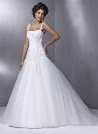 A-line Strapless Cap Sleeve Satin Wedding Dresses (ST0082)