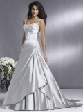 A-line Strapless Cap Sleeve Satin Wedding Dresses (MZ0599) (ST0083)