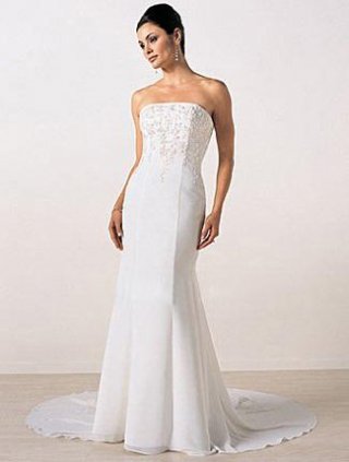 Princess Strapless Chapel Train Chiffon Wedding Dresses (ST0066)