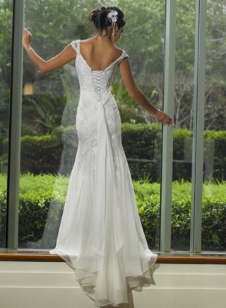 Slim-line Sweetheart All over Lace and Chiffon Wedding Dresses (ST0077)