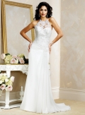 Slim line Halter Satin Chiffon Wedding Dresses (ST0071)