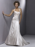Slim line Halter Satin Lace Wedding Dresses (ST0072)