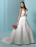 A-line Halter Empire Chapel Train Satin Wedding Dresses (CW0016)