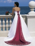 Strapless Lace-up Semi-Cathedral Train Satin Wedding Dresses (CW0013)