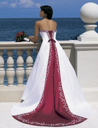 Strapless Lace-up Semi-Cathedral Train Satin Wedding Dresses (CW0013)