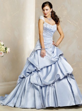 Strapless Scoop Cap Sleeve Satin Wedding Dresses (CW0009)