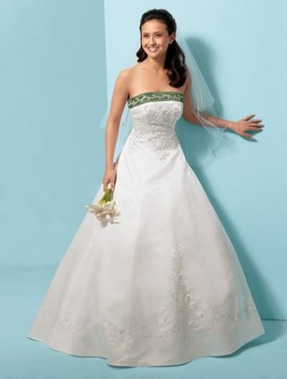 Princess Strapless Semi-Cathedral Train Satin Wedding Dresses (CW0015)