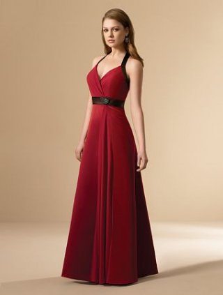 a-line chiffon and satin dress (mj018)