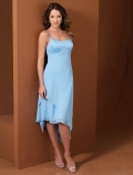 a-line handerchief hemline satin dress (je017)