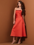 a-line tea length satin dress (je050)