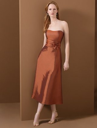 a-line tea length taffeta dress (je064)