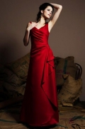 Berry V-neck Straps Floor length Matte Satin A-line Bridesmaid Dress (BOTS0320)