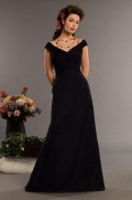 Black Off the shoulder Full length Chiffon Bridesmaid Dress (BOTS0317)